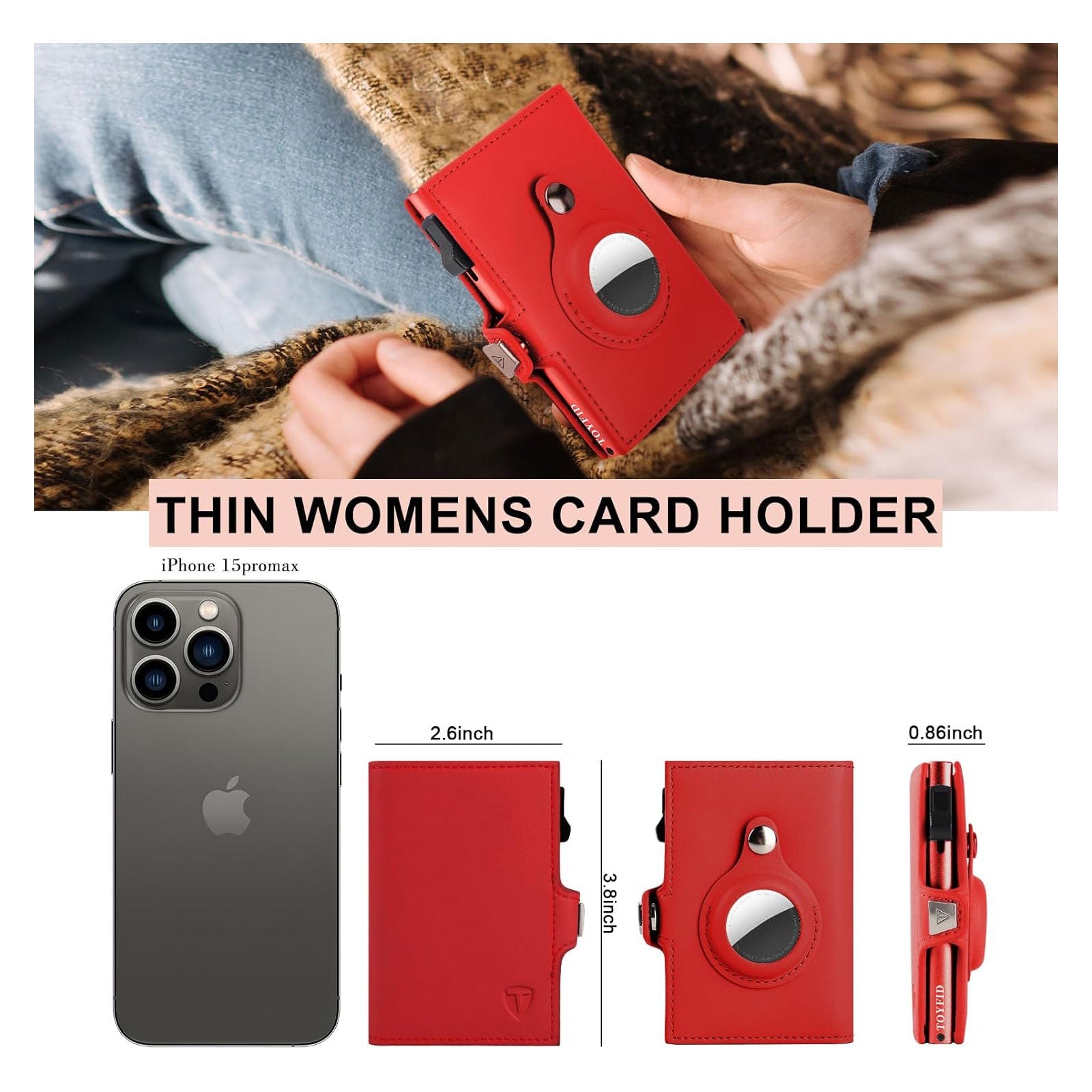 Women Wallet for Airtag, Small Pretty Wallet with Mirror for Women,Pop Up Wallet Compatible with Airtag, Tri-fold Genuine Leather Wallet Women with Mirror